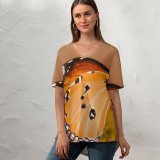 yanfind V Neck T-shirt for Women Taiwan Moth Insect Wing Public Antennae Wallpapers Plant Garden Borisworkshop Outdoors Summer Top  Short Sleeve Casual Loose