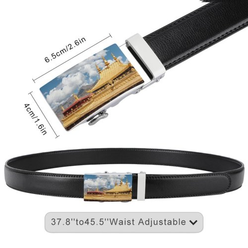yanfind Belt Shrine Region Lhasa Chinese Cultures  Architecture Building UNESCO Spirituality Monastery Tibet Men's Dress Casual Every Day Reversible Leather Belt
