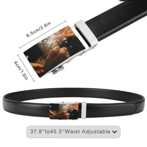 yanfind Belt  Festival Happy Dark Shining  Holidays Season Fire December Glitter Sparkler Men's Dress Casual Every Day Reversible Leather Belt