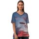 yanfind V Neck T-shirt for Women Airship Sky Wallpapers Dusk Beach Outdoors Free Hermosa Aircraft Pictures Vehicle Summer Top  Short Sleeve Casual Loose