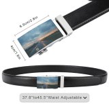 yanfind Belt  Focus Afterglow Lights Scenery Depth Field Peaceful Glass Tranquil Scenic Idyllic Men's Dress Casual Every Day Reversible Leather Belt