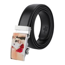 yanfind Belt  Focus Beautiful Dog Delicate Flowers Roses Pet Sit Blooming Fur Adorable Men's Dress Casual Every Day Reversible Leather Belt