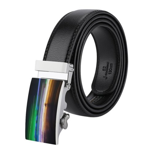 yanfind Belt  Dynamic Time Colours Lapse Evening Colorful Light Neon Abstract Trails Shutter Men's Dress Casual Every Day Reversible Leather Belt