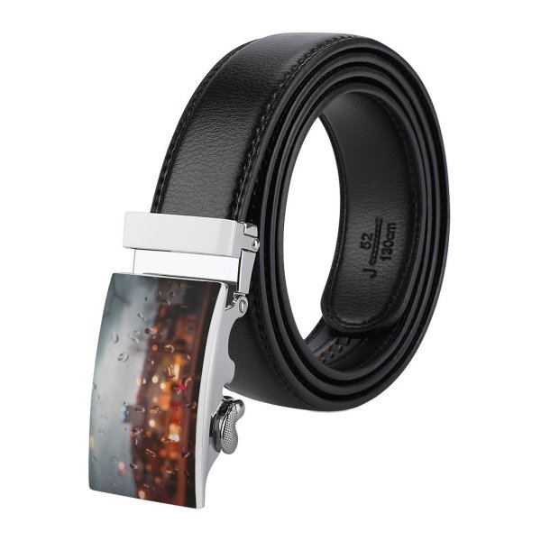yanfind Belt  Focus Dark Illuminated Lights Depth Window Evening Field Light Luminescence Men's Dress Casual Every Day Reversible Leather Belt