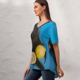 yanfind V Neck T-shirt for Women Argentina Flora Sleeping Fruit Aires Femalw Plant Produce Leomn Fruits Buenos Summer Top  Short Sleeve Casual Loose