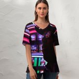 yanfind V Neck T-shirt for Women Hat Concept Wallpapers Apparel Accessory Neon Washington Accessories Smithsonian Art Pictures Summer Top  Short Sleeve Casual Loose