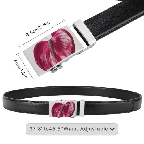yanfind Belt  Detail Floral Purple Plant Design Decor Flamingo Overhead Season Top Romantic Men's Dress Casual Every Day Reversible Leather Belt