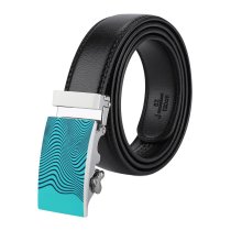 yanfind Belt Row Clean Simplicity Blank Panoramic Vibrant Turquoise Elegance Curve Wide Neon Gradient Men's Dress Casual Every Day Reversible Leather Belt