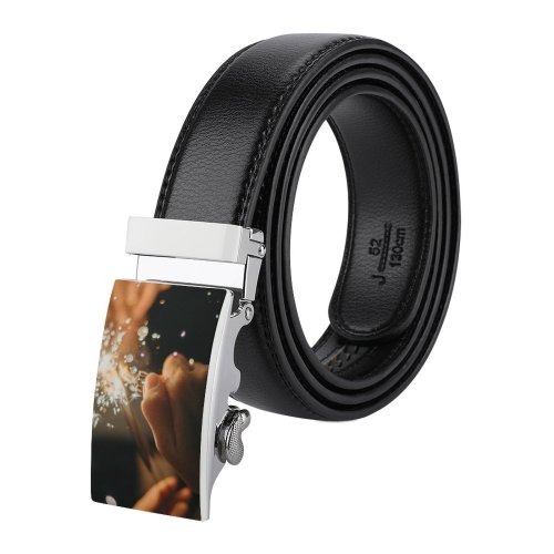 yanfind Belt  Festival Happy Dark Shining  Holidays Season Fire December Glitter Sparkler Men's Dress Casual Every Day Reversible Leather Belt