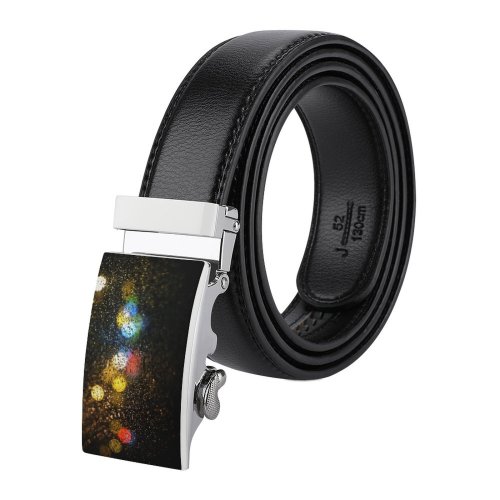yanfind Belt  Focus Dark Design Shining Lights Colorful Waterdrops Drop Luminescence Abstract Round Men's Dress Casual Every Day Reversible Leather Belt