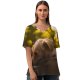 yanfind V Neck T-shirt for Women Lovely Golden Pet Wallpapers Plant Free Forest Pictures Strap Dog Leaf Summer Top  Short Sleeve Casual Loose