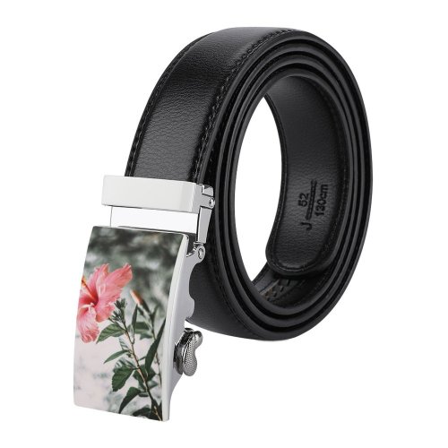 yanfind Belt Beautiful Delicate Flowers Season Light Growth Blooming Pollen Garden Hibiscus Outdoors Leaves Men's Dress Casual Every Day Reversible Leather Belt