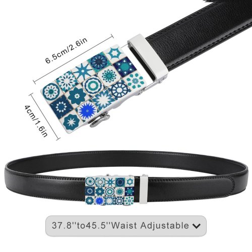 yanfind Belt Spanish Arabic Flooring Flower Retro  Transparent Tradition Portugal Patchwork Decoration Paisley Men's Dress Casual Every Day Reversible Leather Belt