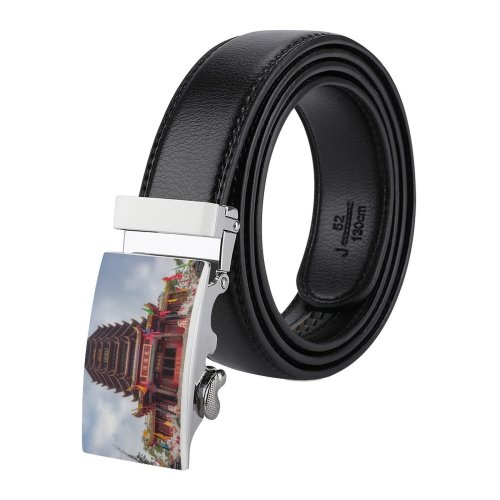 yanfind Belt Sichuan Chinese Script Simplicity Architecture Wishing Building UNESCO Tile Architectural Heritage Architect Men's Dress Casual Every Day Reversible Leather Belt