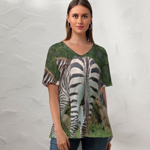 yanfind V Neck T-shirt for Women Country Fl Wildlife Wallpapers Safari Loxahatchee Stripes Zebra Pictures Creative Lion Summer Top  Short Sleeve Casual Loose