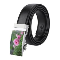 yanfind Belt  Focus Beautiful Plant Delicate Flowers Depth Grass Roses Field Growth Flora Men's Dress Casual Every Day Reversible Leather Belt