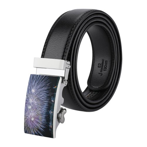 yanfind Belt  Festival  Illuminated Lights Scenery Fireworks Explode Evening Light Explosion Beach Men's Dress Casual Every Day Reversible Leather Belt