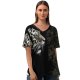 yanfind V Neck T-shirt for Women PIROD Black Dark Tiger Brick Wall Wild Summer Top  Short Sleeve Casual Loose