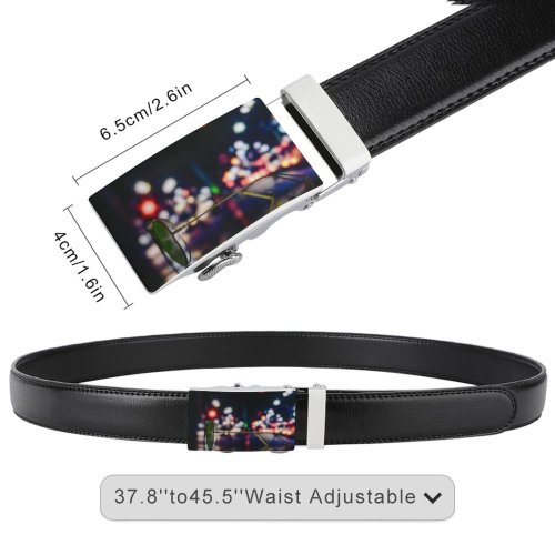 yanfind Belt  Festival Golden City Dark Design Shining  Illuminated Lights Club Energy Men's Dress Casual Every Day Reversible Leather Belt