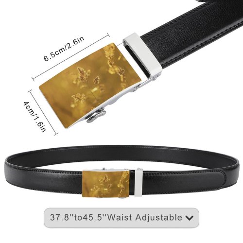 yanfind Belt  Feelings Photo Beautiful Rural Flowers  Season Wild  Grass Hayfield Men's Dress Casual Every Day Reversible Leather Belt