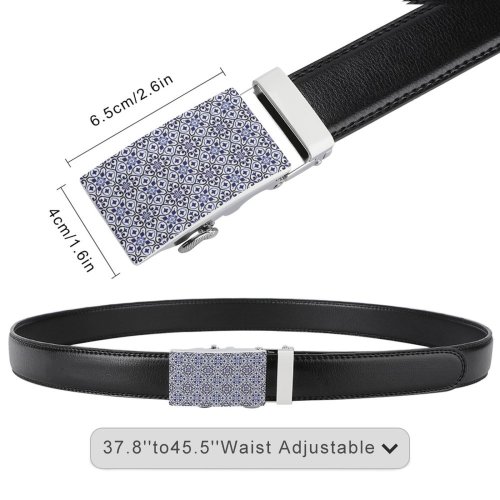 yanfind Belt Spanish Portuguese Arabic Flooring Mexican Seamless Ceramics Flower Retro  Moroccan Tradition Men's Dress Casual Every Day Reversible Leather Belt