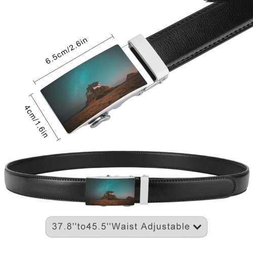 yanfind Belt Beautiful Exploration Observatory Desert Landscape Formation Evening Travel Light Galaxy Astronomy Outdoors Men's Dress Casual Every Day Reversible Leather Belt