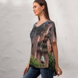 yanfind V Neck T-shirt for Women Mgmstudios Building Fl Disneyworld Disney's Studios Architecture Outdoors Garden Waltdisneyworld Disney Summer Top  Short Sleeve Casual Loose