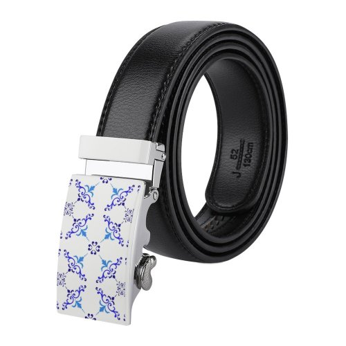 yanfind Belt Spanish Portuguese Arabic Flooring Mexican Seamless Ceramics Porcelain Flower Retro Moroccan Tradition Men's Dress Casual Every Day Reversible Leather Belt