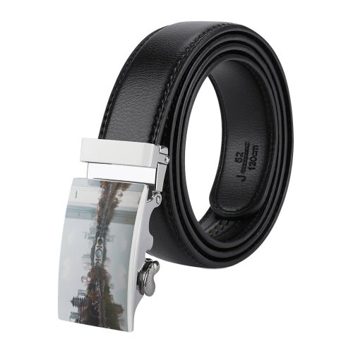 yanfind Belt Sichuan Chinese Cultures Summer Architecture Building Waterfront Tranquil Development Town Monument Urban Men's Dress Casual Every Day Reversible Leather Belt