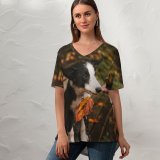 yanfind V Neck T-shirt for Women October Fall Autumn Mm Pet Sigma Wallpapers Silly Free Goofy Minnesota Summer Top  Short Sleeve Casual Loose