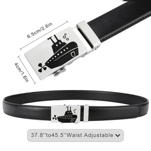 yanfind Belt Ship Underwater Design Art Navy Submarine Men's Dress Casual Every Day Reversible Leather Belt