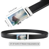 yanfind Belt Beautiful Sand Sunlight Formation Landscape Travel Island Beach  Tropical Boat Scenic Men's Dress Casual Every Day Reversible Leather Belt