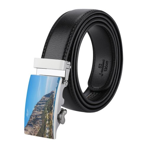 yanfind Belt Showing Italy Naples Summer Yacht Tourist Tropical Vehicle Harbor Horizon Lagoon Light Men's Dress Casual Every Day Reversible Leather Belt