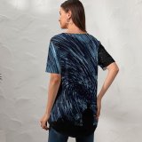 yanfind V Neck T-shirt for Women Space Star Trails Silhouette Exposure Outer Space Night Time Astronomy Summer Top  Short Sleeve Casual Loose