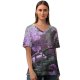 yanfind V Neck T-shirt for Women Colorful Flora HQ Pond Landscape Fantasy Wallpapers Plant Garden Tree Botanical Summer Top  Short Sleeve Casual Loose