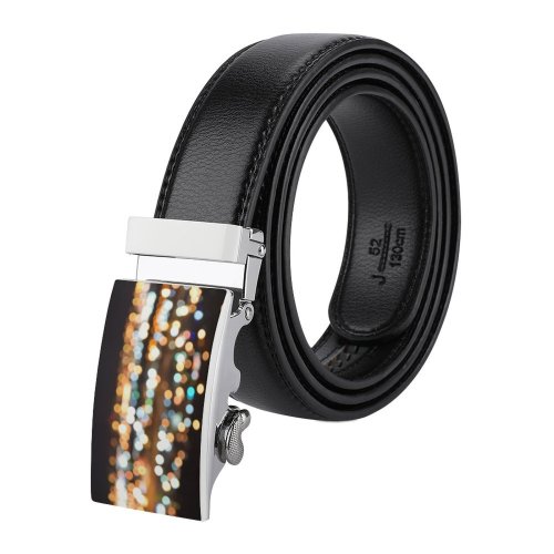yanfind Belt  Festival Focus Dark Shining  Illuminated Lights Colorful Defocused Luminescence Disco Men's Dress Casual Every Day Reversible Leather Belt