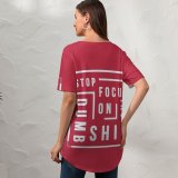 yanfind V Neck T-shirt for Women Samarth Gupta Quotes Stop Focusing Dumb Shit Popular Quotes Typography Summer Top  Short Sleeve Casual Loose
