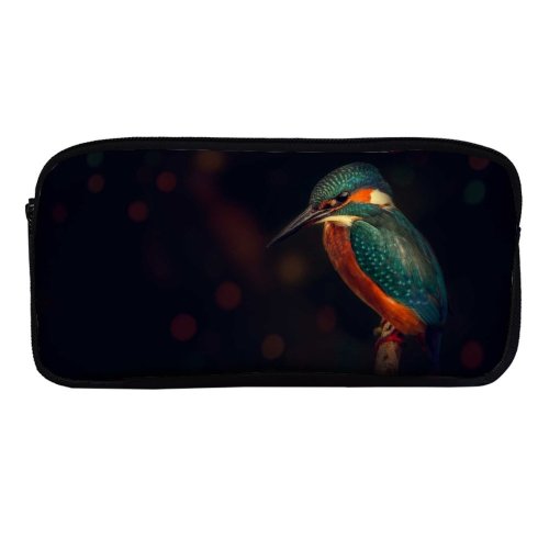 yanfind Pencil Case YHO Hmetosche Black Dark Kingfisher Bird Wildlife Dark Closeup Bird Tree Branch Zipper Pens Pouch Bag for Student Office School