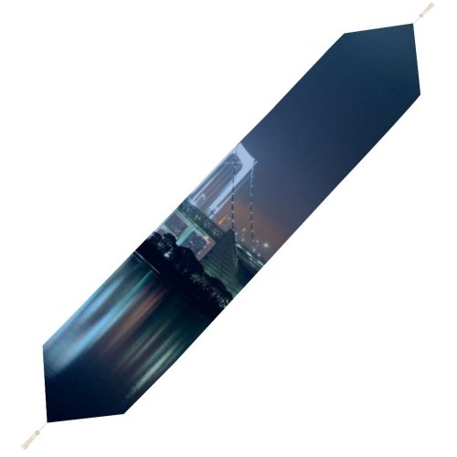 Yanfind Table Runner Nihongraphy Rainbow Bridge Tokyo Japan Suspension Bridge Waterfront Silhouette Cityscape City Lights Everyday Dining Wedding Party Holiday Home Decor