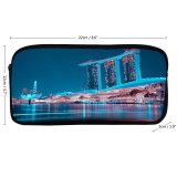 yanfind Pencil Case YHO Pang Yuhao Marina Bay Sands Singapore Hour Night Lights Waterfront Reflection Zipper Pens Pouch Bag for Student Office School