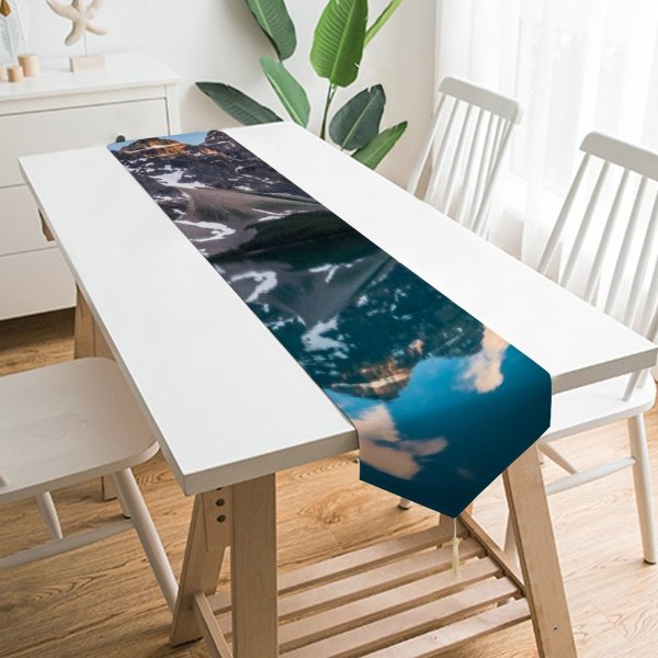 Yanfind Table Runner Glen Sinclair Moraine Lake Canada Reflection Sunset Landscape Mountain Peaks Snow Scenic Everyday Dining Wedding Party Holiday Home Decor