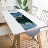 Yanfind Table Runner Mountains Lake Riven Reflection Trees Everyday Dining Wedding Party Holiday Home Decor