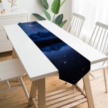 Yanfind Table Runner Milky Way Starry Sky Night Mountains Lake Reflection Everyday Dining Wedding Party Holiday Home Decor