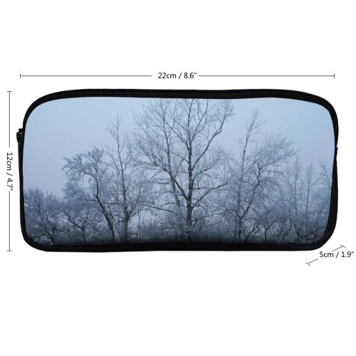 yanfind Pencil Case YHO Winter Frost Dusk Natural Winter Atmospheric Branches Woody Landscape Sky Plant Branch Zipper Pens Pouch Bag for Student Office School
