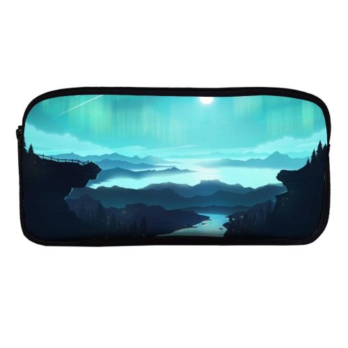 yanfind Pencil Case YHO RmRadev  River Mountains Gradient Night Zipper Pens Pouch Bag for Student Office School