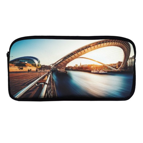 yanfind Pencil Case YHO Gateshead Millennium  United  Landmark River Tyne Exposure Sunset Boat Curve Zipper Pens Pouch Bag for Student Office School