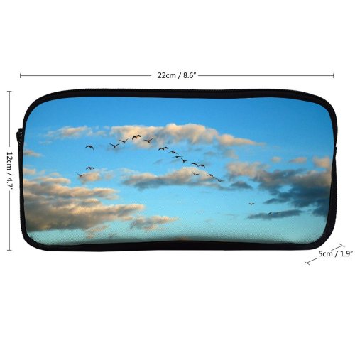 yanfind Pencil Case YHO Winter Formation Sky Calm Goose Morning Autumn Meteorological Cloud Sky Fall Fly Zipper Pens Pouch Bag for Student Office School