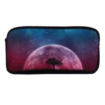 yanfind Pencil Case YHO Space Lone Tree Planet Surreal Night Silhouette Starry Sky Zipper Pens Pouch Bag for Student Office School
