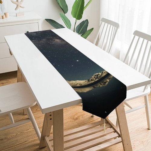 Yanfind Table Runner Mount Gongga Minya Konka China Milky Way Glacier Mountains Mountain Peak Starry Everyday Dining Wedding Party Holiday Home Decor