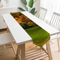 Yanfind Table Runner Bruno Glätsch Autumn Trees Sunset Landscape Afterglow Meadow Grass Field Greenery Beautiful Everyday Dining Wedding Party Holiday Home Decor